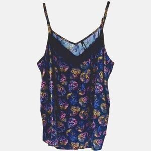 NWOT TORRID Plus Size Dream Satan Lace Trim Multi Color Skulls Cami.